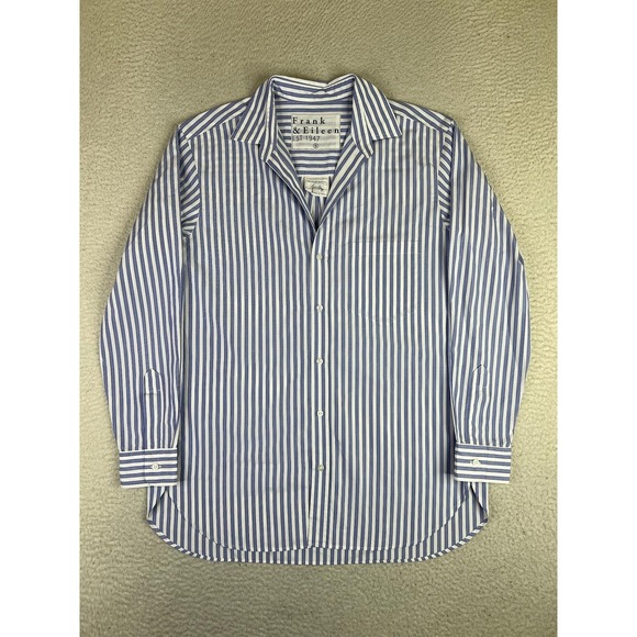 Frank & Eileen Tops - Frank & Eileen Shirt Womens Small Blue Stripe Joedy Button Up Woven Italy Cotton